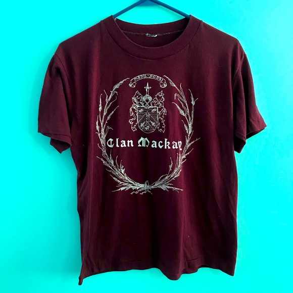 Clan Mackay Manu Forti Vintage T Shirt Crest 80s - Picture 1 of 5